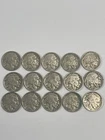 Lot of 15 BUFFALO Indian Head Nickel Coins FULL Dates Mixed Years And Mint Marks