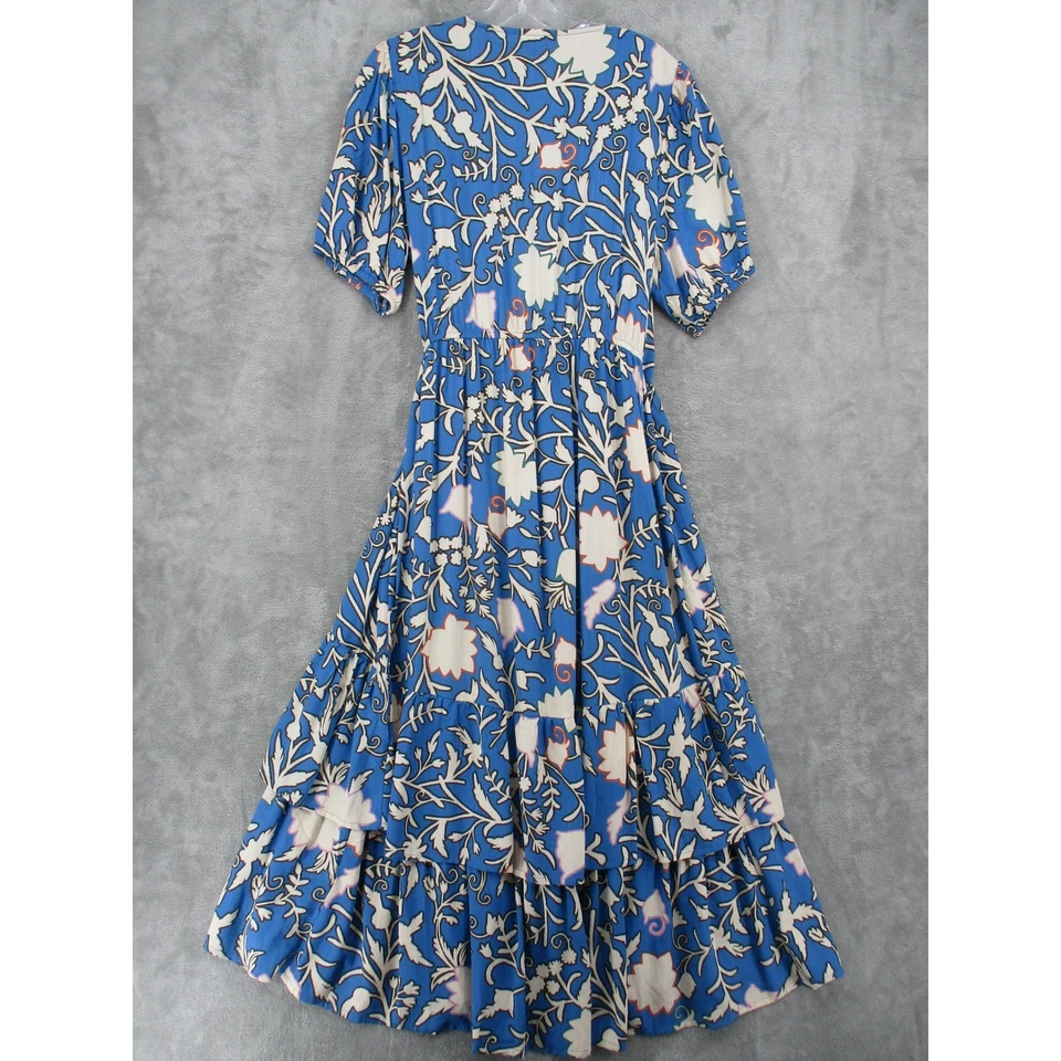 Vestido Knox Rose Envolvente Grande Azul Floral Midi Borla Corbata Bolsillos Boho Azul Foto 2 de 4