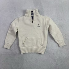 Polo Ralph Lauren 1/4 Zip Pullover LS Knit Beige Sweater Kids Size 6 Boys