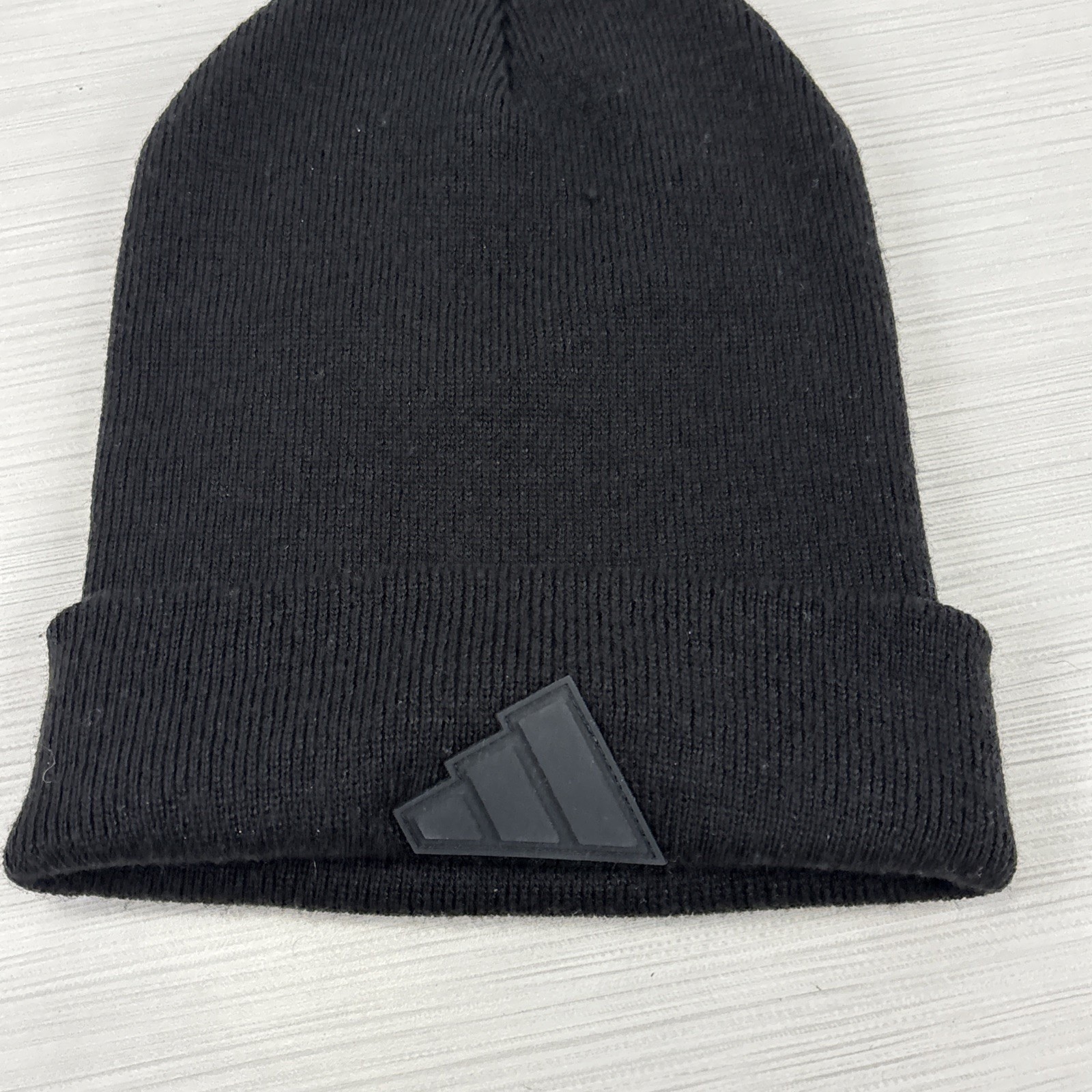 Adidas Men's Postseason Fold Beanie Black & Black - Rubberized Logo IV2998 NWT thumbnail 2