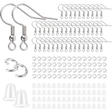 Stainless Steel French Ear Wires Hooks 600pcs with Silicone Backs Stoppers and
