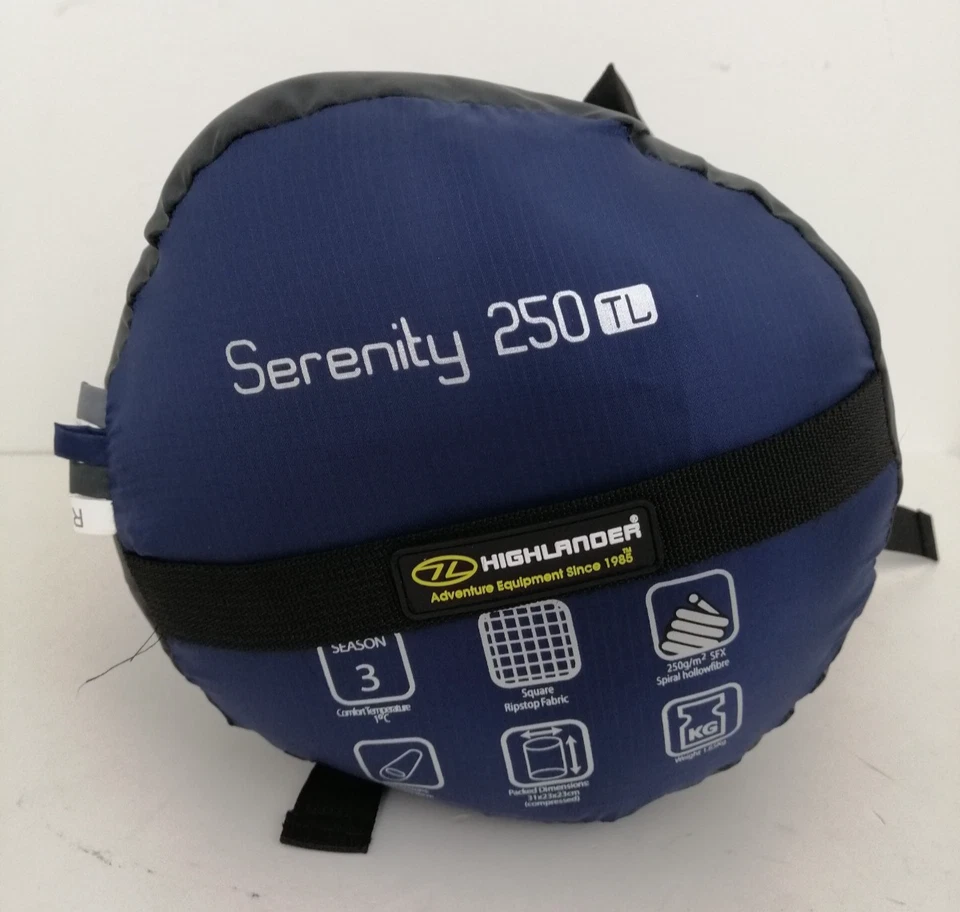 Highlander Serenity 250 Sleeping Bag Dark Blue/Black Mummy Style 3 Season New F1 - Image 3 of 4