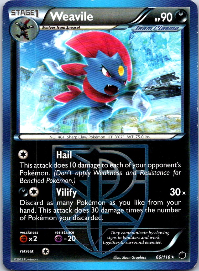 Weavile (Team Plasma) Rare 66/116 Plasma Freeze LP 5ban Graphics