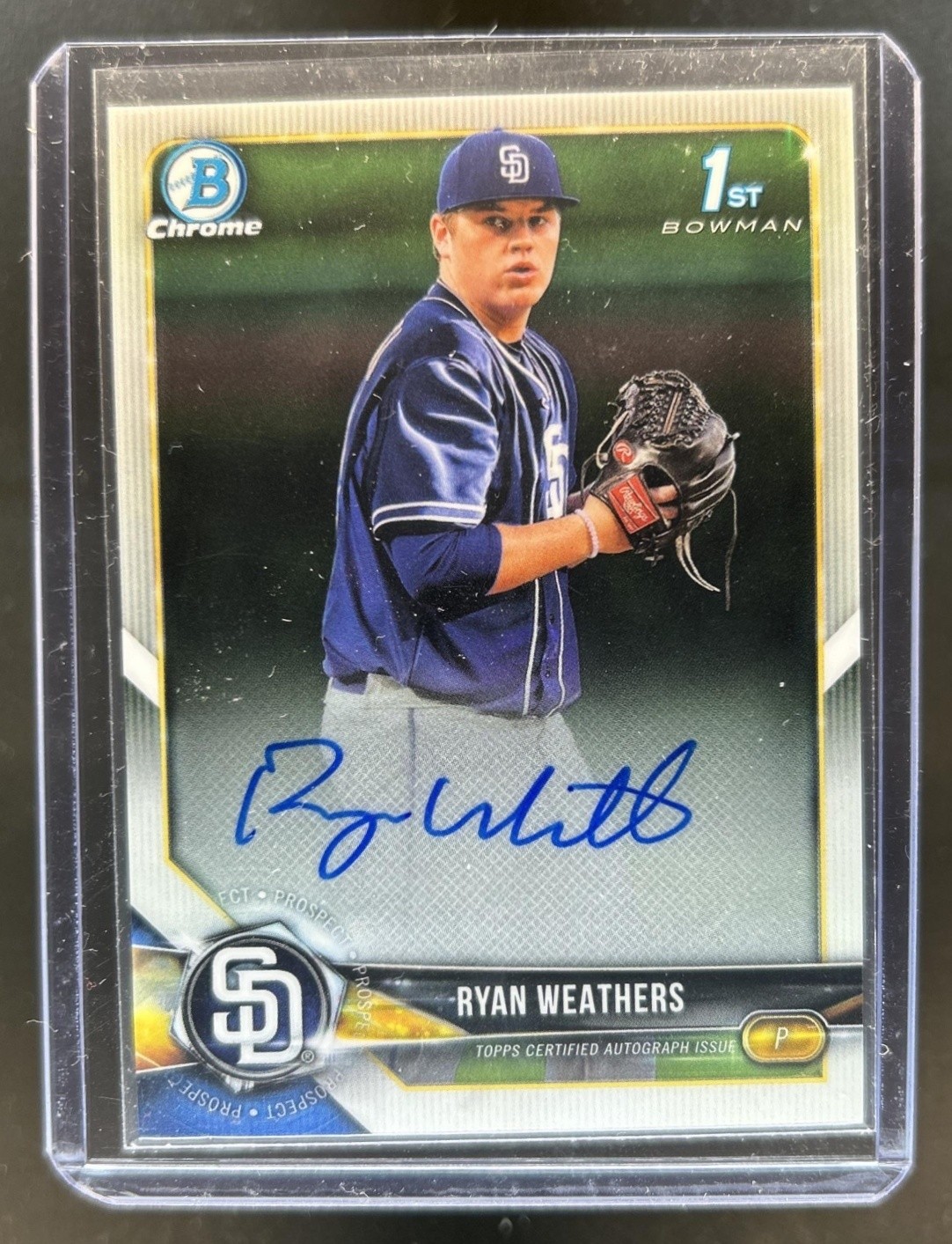2018 Bowman Draft Ryan Weathers Chrome Auto 1st Prospect #CDA-RW Padres