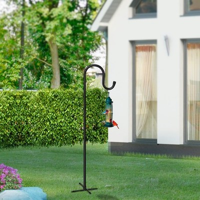 Shepherd Hook With 5 Prong Base Heavy Duty Garden Shepherd Hook With  5-Prong Base - Adjustable Black Metal Plant Hanger, Bird Feeder Pole, Solar  Light & Lantern Holder