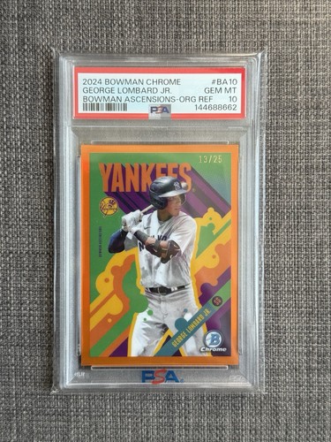 🍊 2024 Bowman Chrome Ascensions George Lombard Jr BA10 Orange Ref. 25 PSA 10 GM