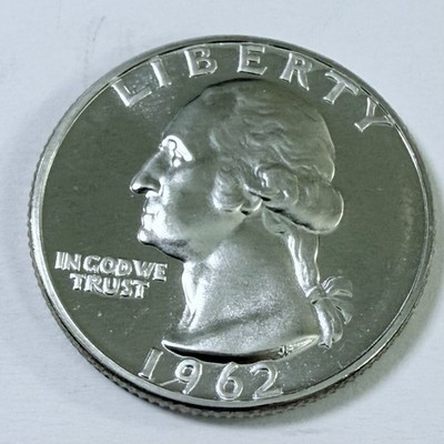 1962 Proof Washington Quarter 90% Silver MS+ MINT STATE PLUS DETAILS #8076