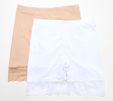 Breezies Women's Plus Sz Shaper 1X Slip Short with Lace Trim White A678634