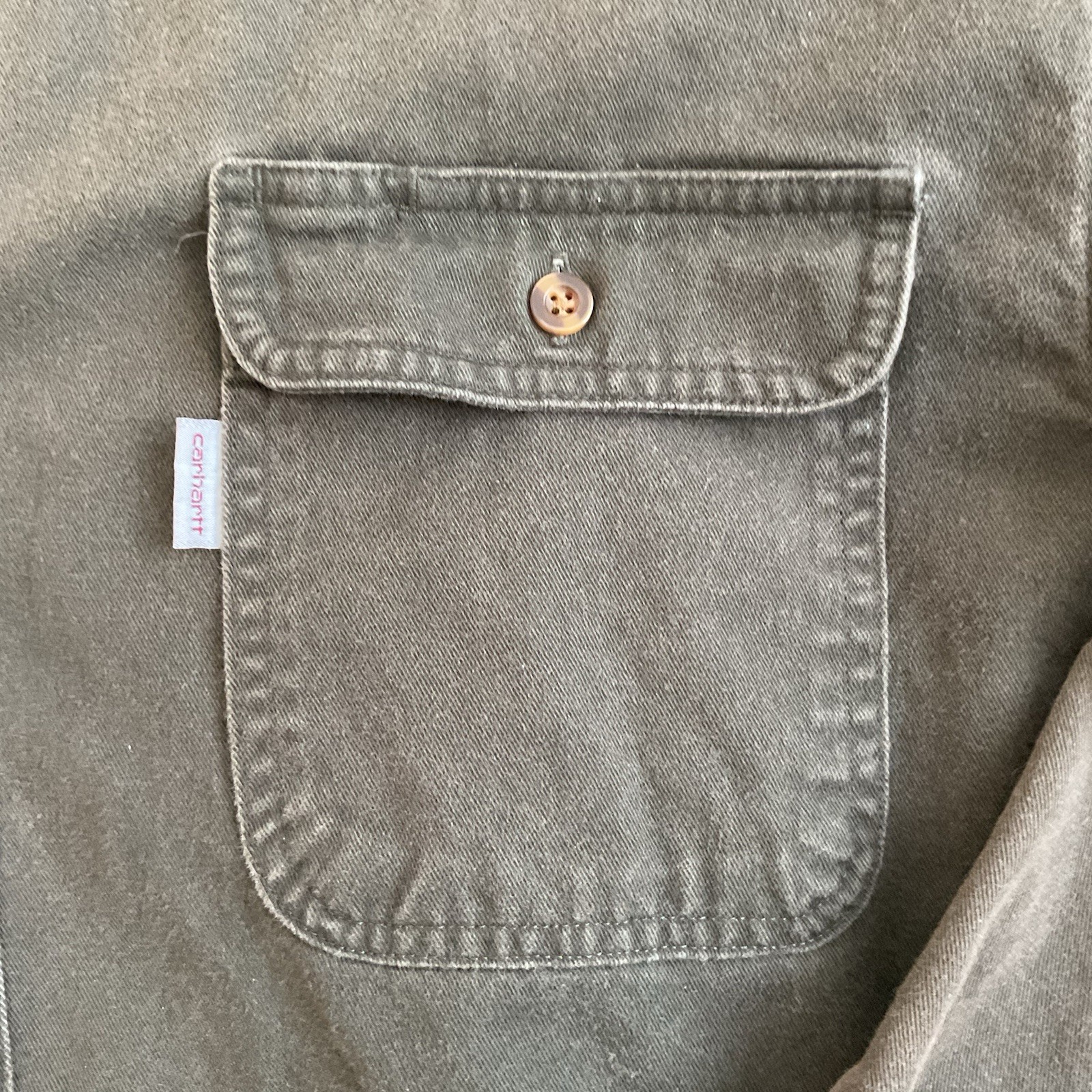 Carhartt Men's Long Sleeve Original Fit Dark Green Button Down Shirt Size 2XL thumbnail 5