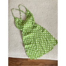 Polka Dot Green Mini Dress- Lightweight Strappy Summer Dress (not size)