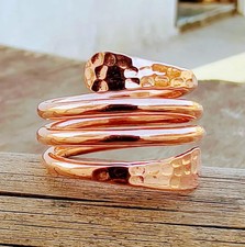 Hammered Copper Wrap Ring: Adjustable Healing Jewelry , All Size