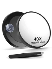 40X Magnifying Mirror with 2 Suction Cups, 3.5 Inches Magnified Makeup Mirror an