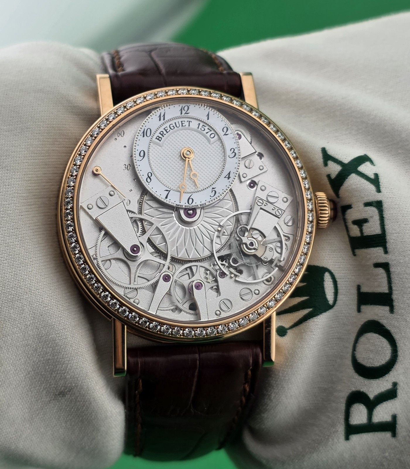 Breguet La Tradition 7038BR/18/9V6D00D $54600 msrp rare factory diamonds bezel. 