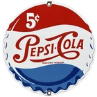 VINTAGE PEPSI COLA PORCELAIN SIGN GAS STATION BOTTLE COKE COCA DEW A & W OIL