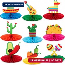 9 Pcs Mexican Fiesta Party Table Honeycomb Centerpiece Decoration, Taco Tuesday