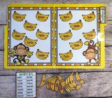 Banana Monkey Multiplication 2nd 3rd Grade Math Learning File Folder Game