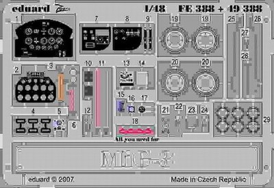 Eduard 1/48 MiG-3 Cockpit+Seatbelt (Trumpeter) FE388