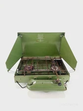 Vintage Sears Coleman 2 Burner Camp Stove Model 476 72244 Avocado Green 8/75