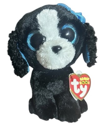 TY Beanie Boos Tracey Dog Plush 2017 Blue Glitter Eyes 9in Medium GC1
