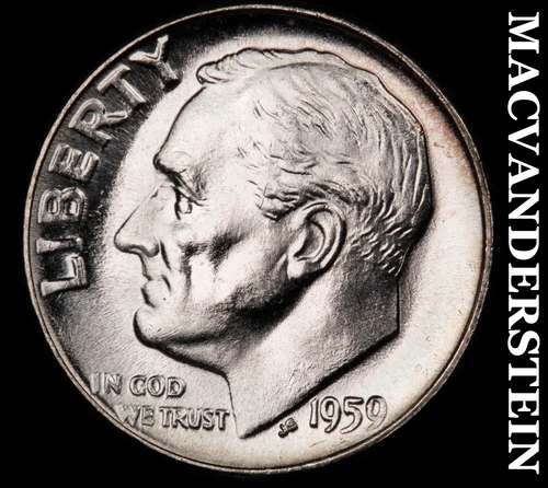 1959 Roosevelt Dime- Silver- Choice Gem Brilliant Unc Luster No Reserve #J2697