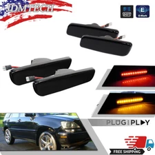 4X Smoked Front Amber Rear Red LEDs Side Marker Lights For 1999-2003 Lexus RX300