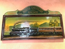 Magnifique tableau en relief en bois Railway