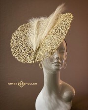 Breeders Cup Kentucky Derby Cream Off White Plume Big Fascinator Hat Royal Ascot