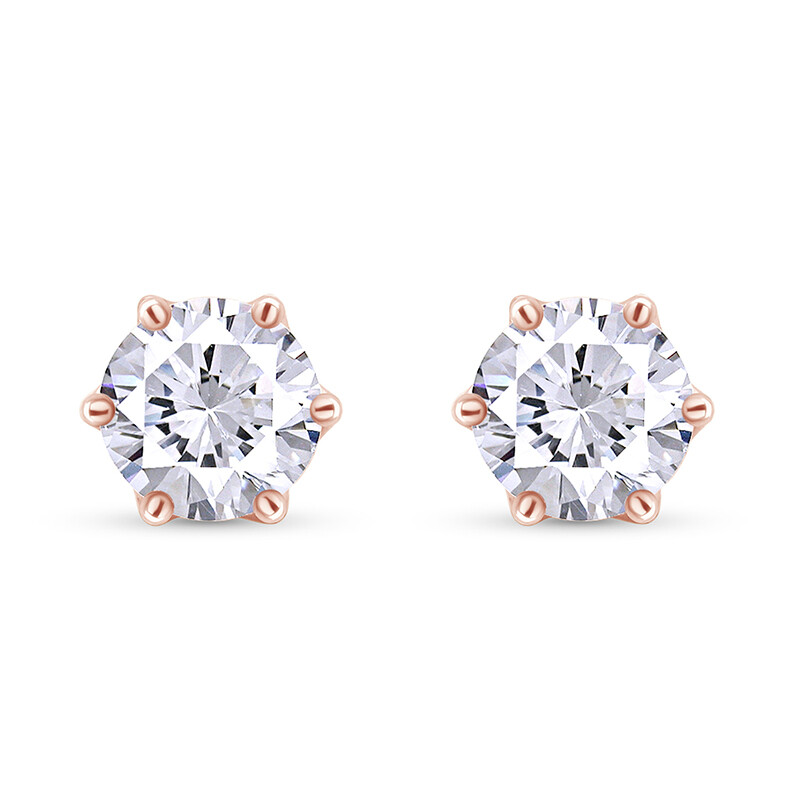 Moissanite Stud Earrings 2ct Rose Gold Plated Dainty Studs for Women-image