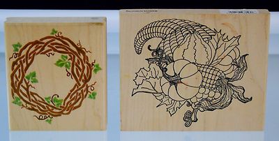 Thanksgiving Large Rubber Stamps Eurekai Stamp and Rubber Stampede Lot of 2 