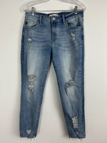 KanCan Jeans Skinny Distressed Frayed Hem Women Size 13 Blue Jean Denim 30 Waist - Picture 1 of 3