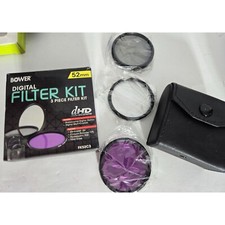 Bower 52mm Digital Filter Kit 3 Piece: UV CPL FLD Filters w/ Pouch
