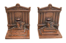 Weidlich Bros Bronze Temple of Knowledge Bookends signed