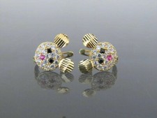 1Ct Simulated Diamond Cluster Teddy Bear Earrings 14K Yellow Gold Plated