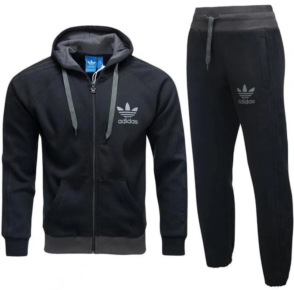 Mens Adidas SPO Full Tracksuit Set Black & Grey - Image 3 of 4