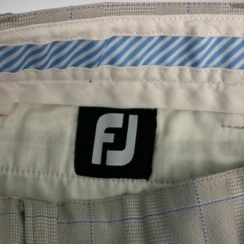 FootJoy Golf Pants Mens 32 X 32 Pants unhemmed Pre Owned Windowpane Beige - Picture 5 of 10