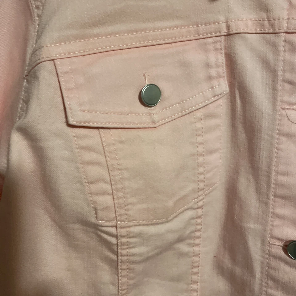 Jaqueta jeans croft & barrow feminina 3x rosa stretch botão para cima - Imagem 2 de 4