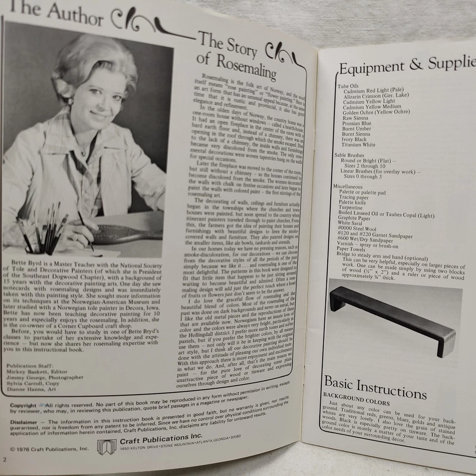 Rare 1976 ROSEMALING Decorative Norwegian Rose Painting Patterns By Betty Byrd - Image 3 of 4