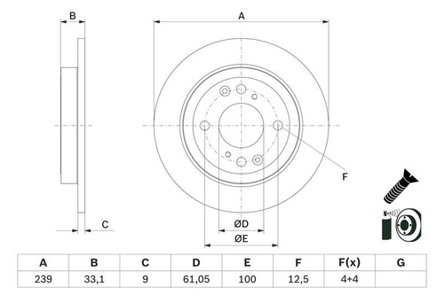BOSCH Bremsscheibe Für Alfa Romeo Giulietta - 264mm Vollbremsscheibe Vorne