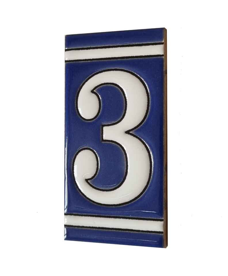 French Styled Hand-painted Blue Custom Address Ceramic Number Tiles 11 ...