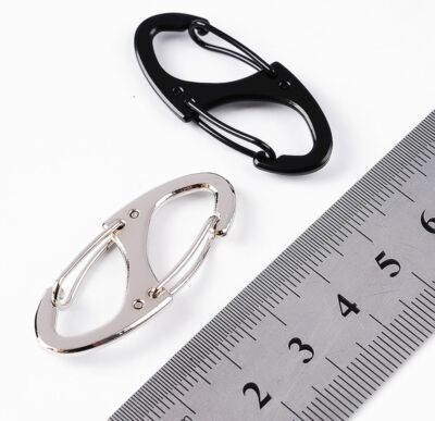 SCHWARZ oder SILBER S-förmiger KARABINER CLIP Schlüsselring ~ 41 mm lange Clips ~ Belastung 15 kg