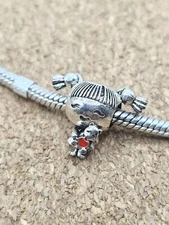 Authentic Little Girl Pigtails Move Silver European Murano Spacer Charm Bead