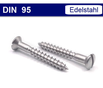 Linsensenk-Holzschrauben DIN 95 Schlitz Ø 2,5-8 mm Senkkopf - Edelstahl A2 V2A