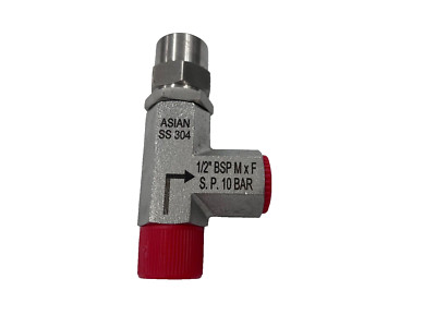 ASIAN SS304 Safety Relief Valve 1/2'' BSP MXF Set Pressure 10 bar