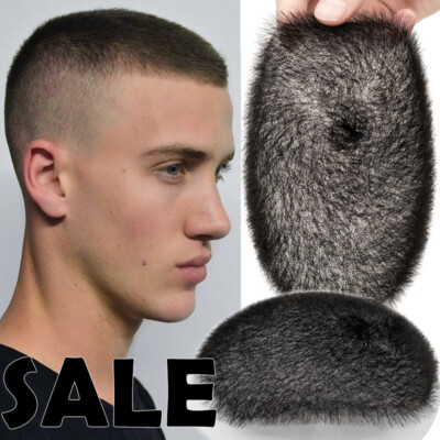 5''x7'' Mens Thin Skin PU Toupee Human Hair Replacement System Short Buzz Cut Wigs