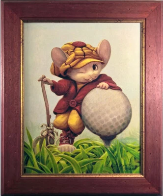 "The Golfer" Limited Edition Giclee Rip Squeak Art Framed Golfing Mouse Books - Image 1 of 2