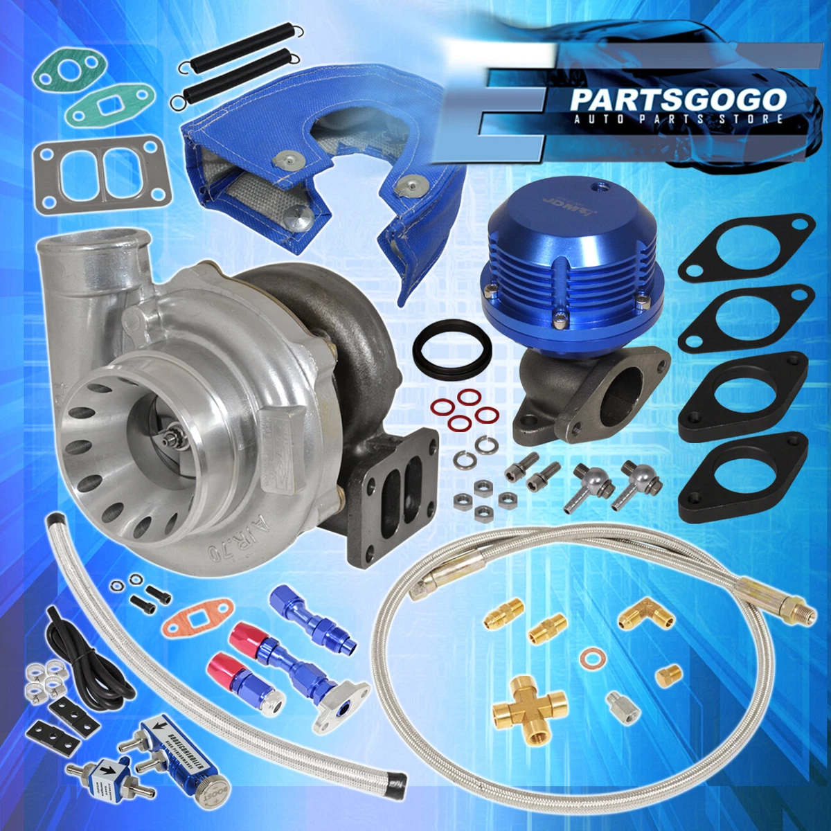 T70 Turbo Charger V-Band Oil Return Feed Line Heat Shield Blanket Boost  Blue | eBay
