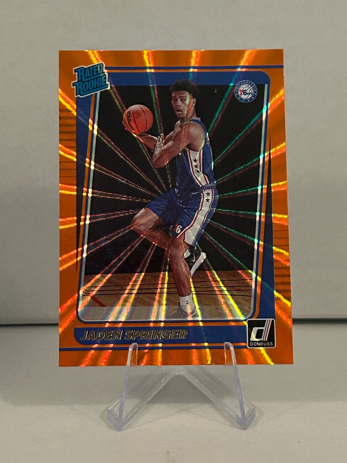 2021-22 Donruss #247 Jaden Springer Rated Rookies Signatures Holo Orange Laser