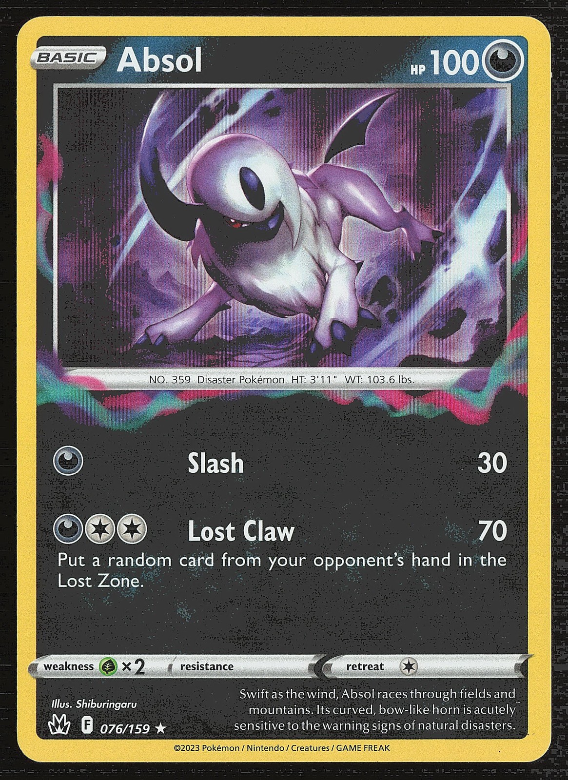 SWSH: Crown Zenith Absol #076/159 Holo Rare Pokemon Card