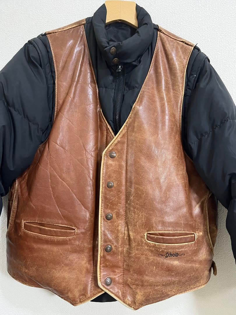 80s Schott Leather Down Jacket - image 1