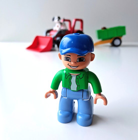 LEGO DUPLO 5647 Big Tractor &ndash; 100% Complete Set with Farmer, Dog & Trailer